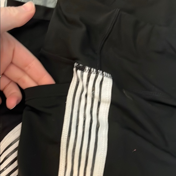 Black and White Striped Athletic Leggings - Picture 3 of 4